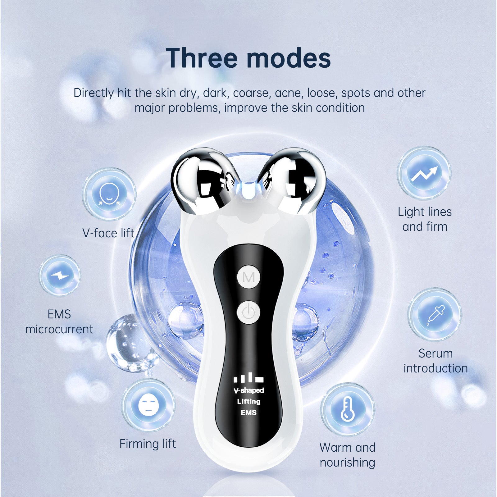 Roller face slimming instrument EMS light therapy home facial V face beauty instrument lifting and firming electric face massager