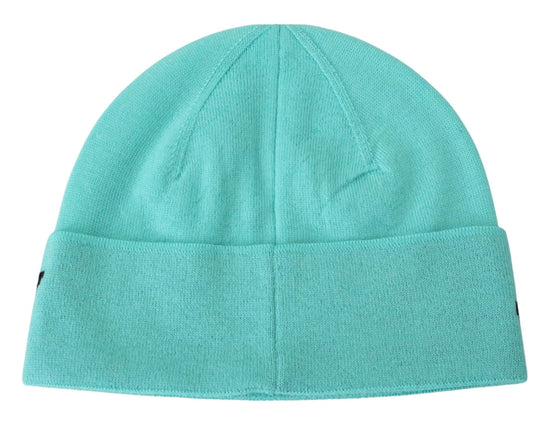 Aquamarine Green Wool Beanie with Signature Logo