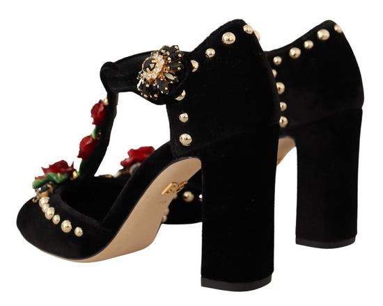 Elegant Velvet T-Strap Mary Jane Pumps