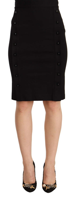 Chic High-Waisted Pencil Skirt in Black