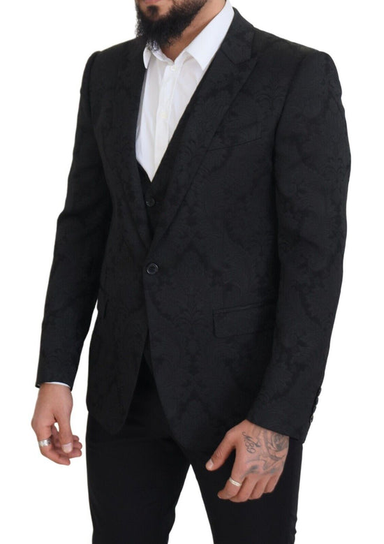 Elegant Black Martini Suit Jacket & Vest Ensemble