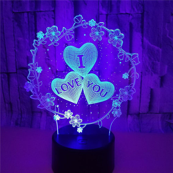 3D Lamp Pattern I LOVE YOU Valentine's Day Wedding Gift Colorful Touch Love 3D LED Lamp