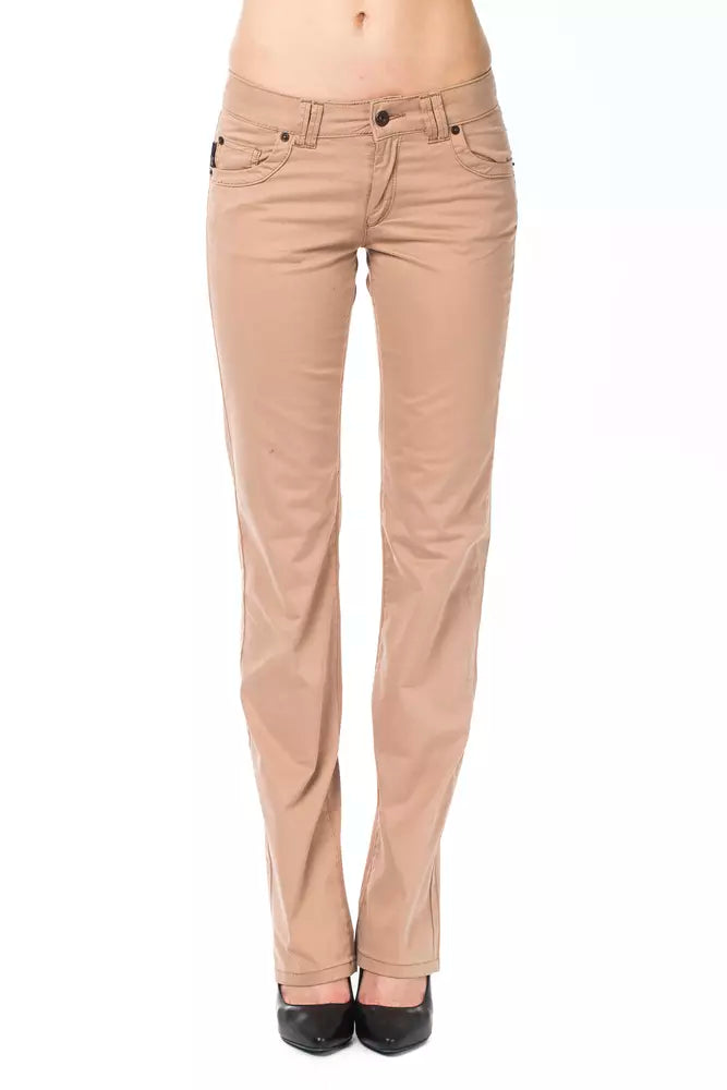 Beige Cotton Women Pants