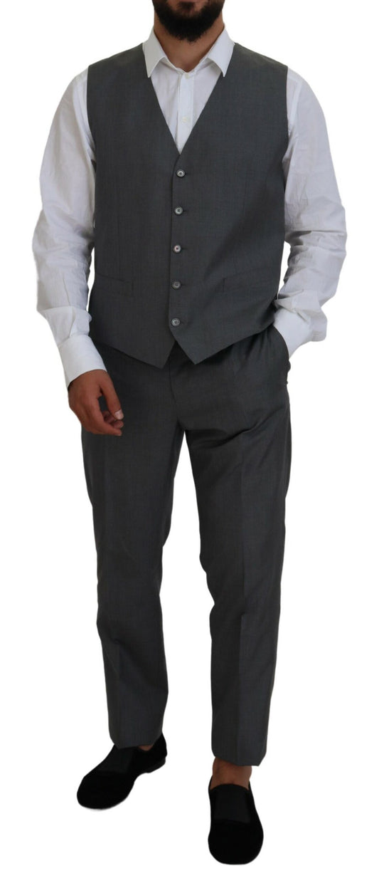 Sleek Silver Martini Slim Fit Three-Piece Suit