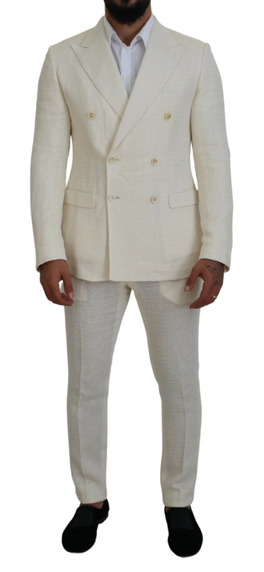 Elegant Off White Silk-Blend Suit