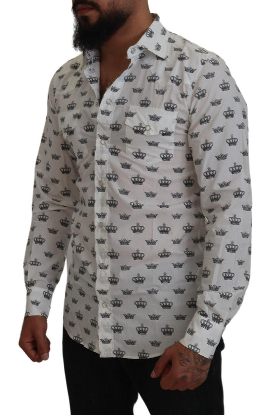 Slim Fit Crown Print Dress Shirt