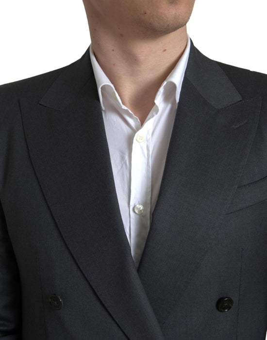 Sleek Grey Slim Fit Double Breasted Suit