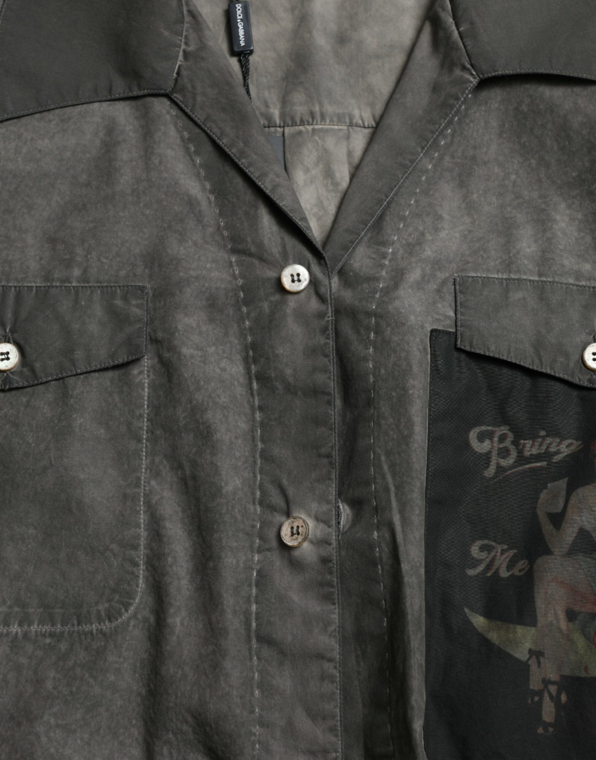 Elegant Dark Gray Cotton Button-Down Shirt