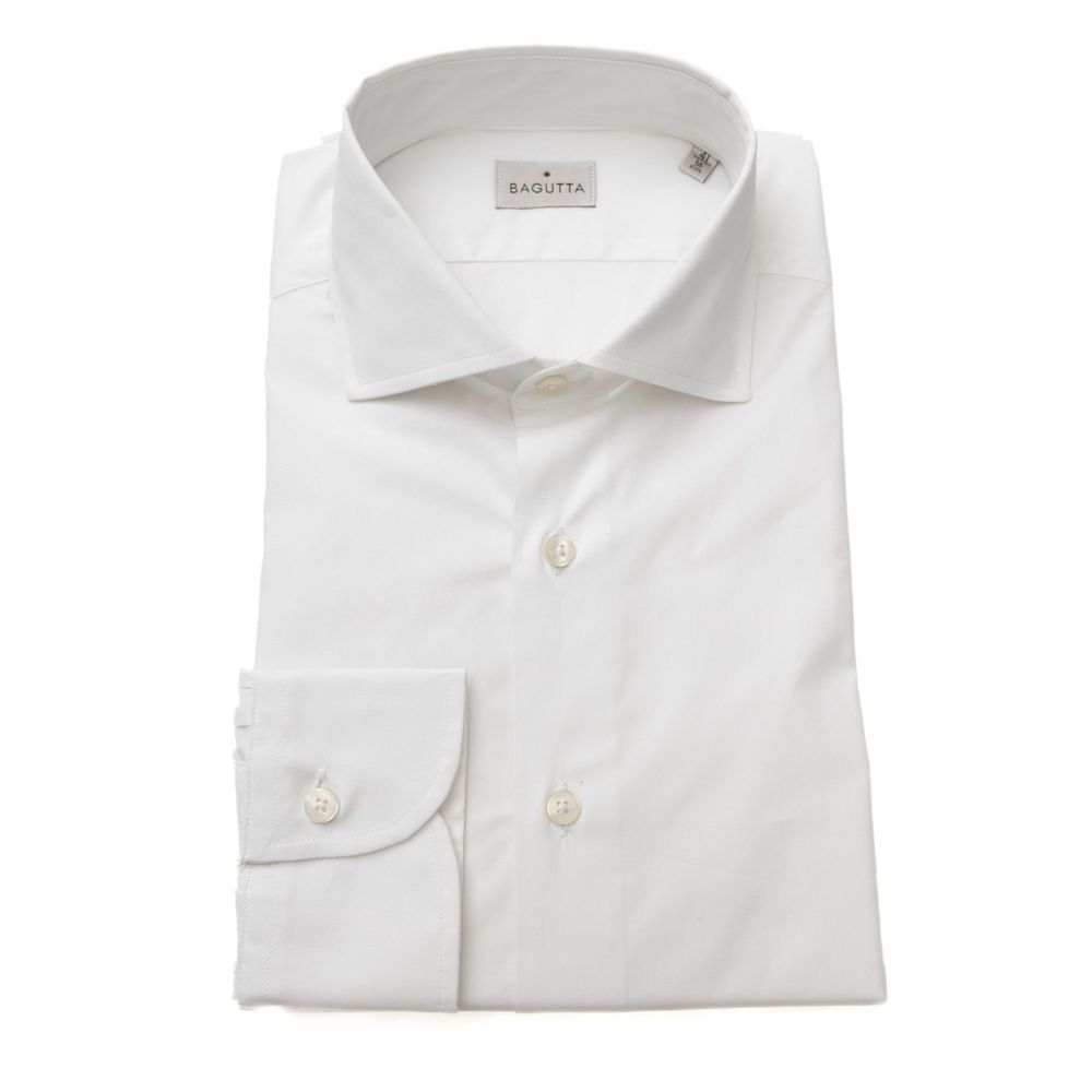 White Cotton Men Shirt Slim Fit With French Collar