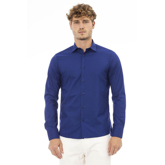 Blue Cotton Men Shirt