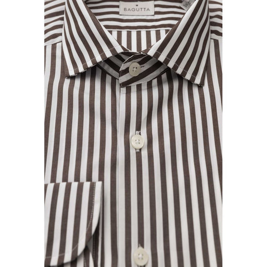 Brown Cotton Men Shirt