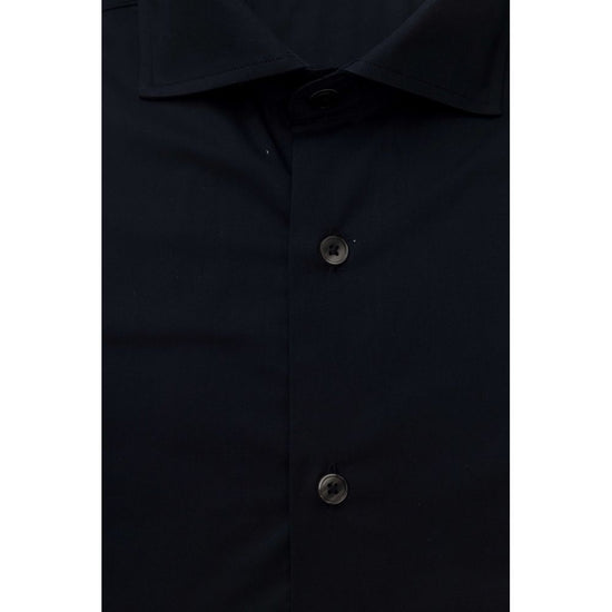 Blue Cotton Men Shirt with French Collar