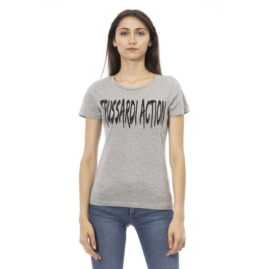 "Gray Cotton Women T-Shirt"