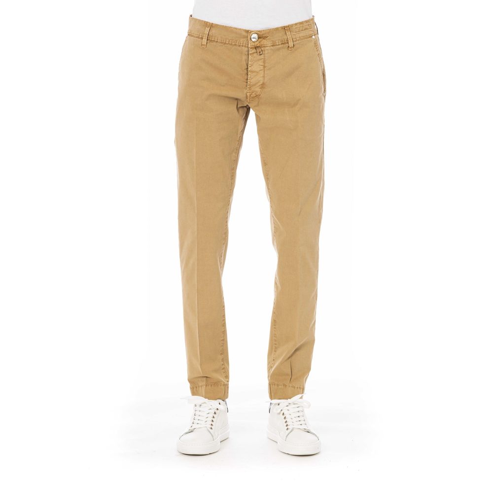 Beige Cotton Men Pant