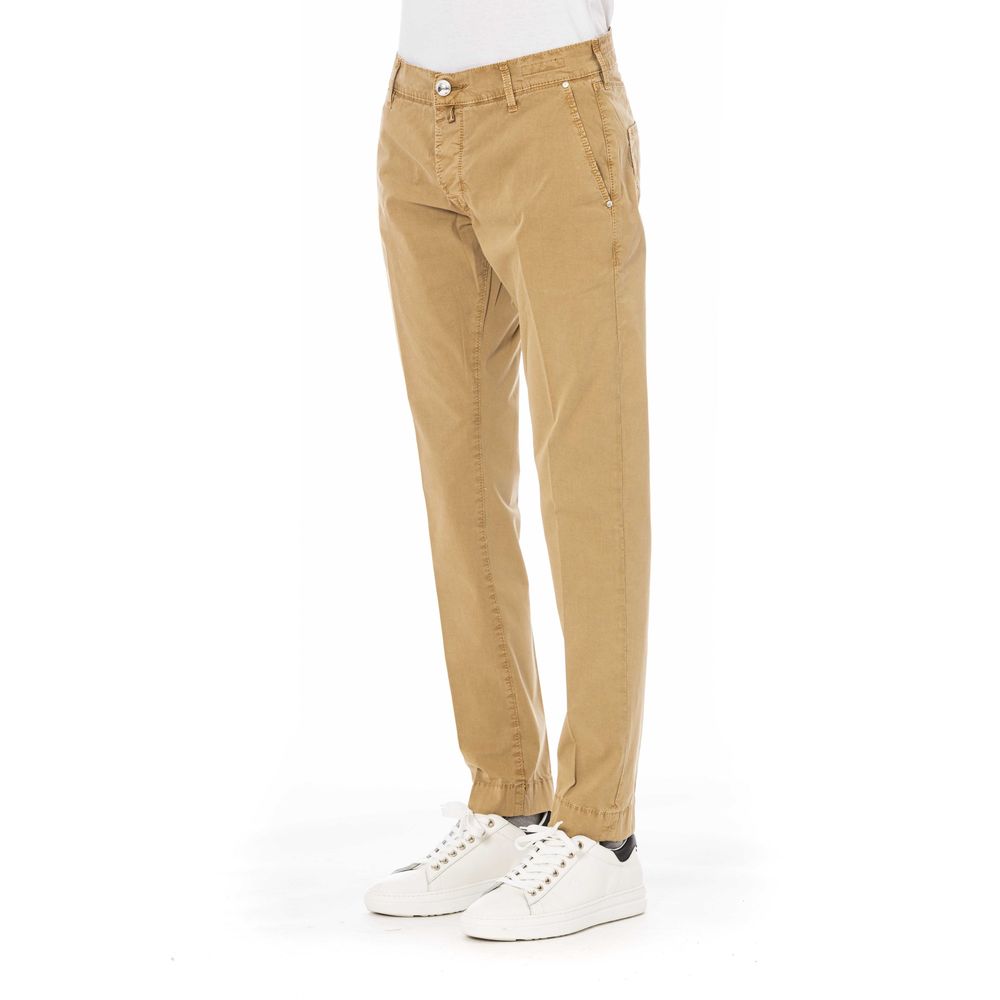 Beige Cotton Men Pant