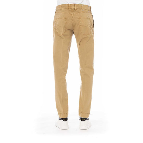 Beige Cotton Men Pant