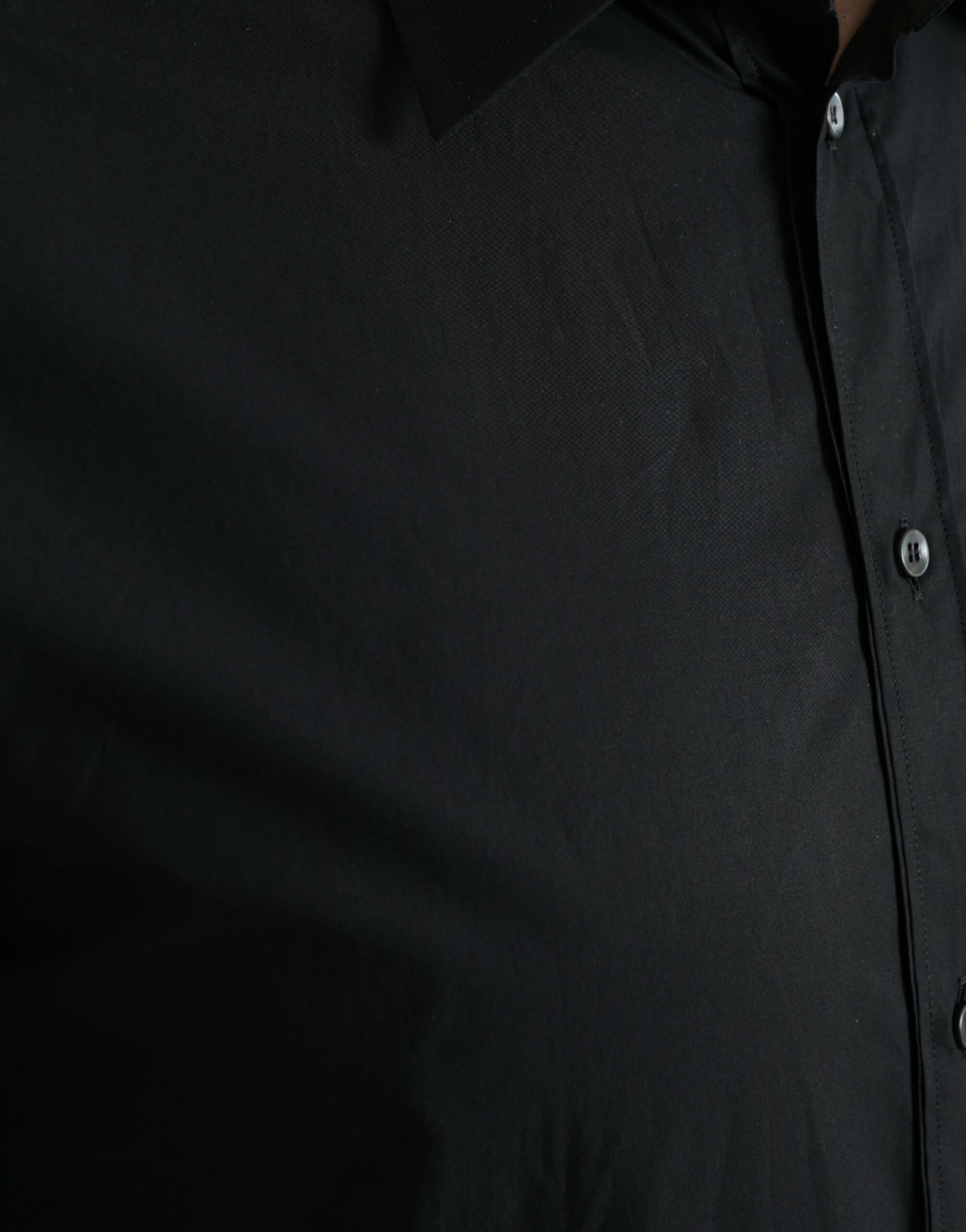 Sleek Black Slim Fit Italian Dress Shirt