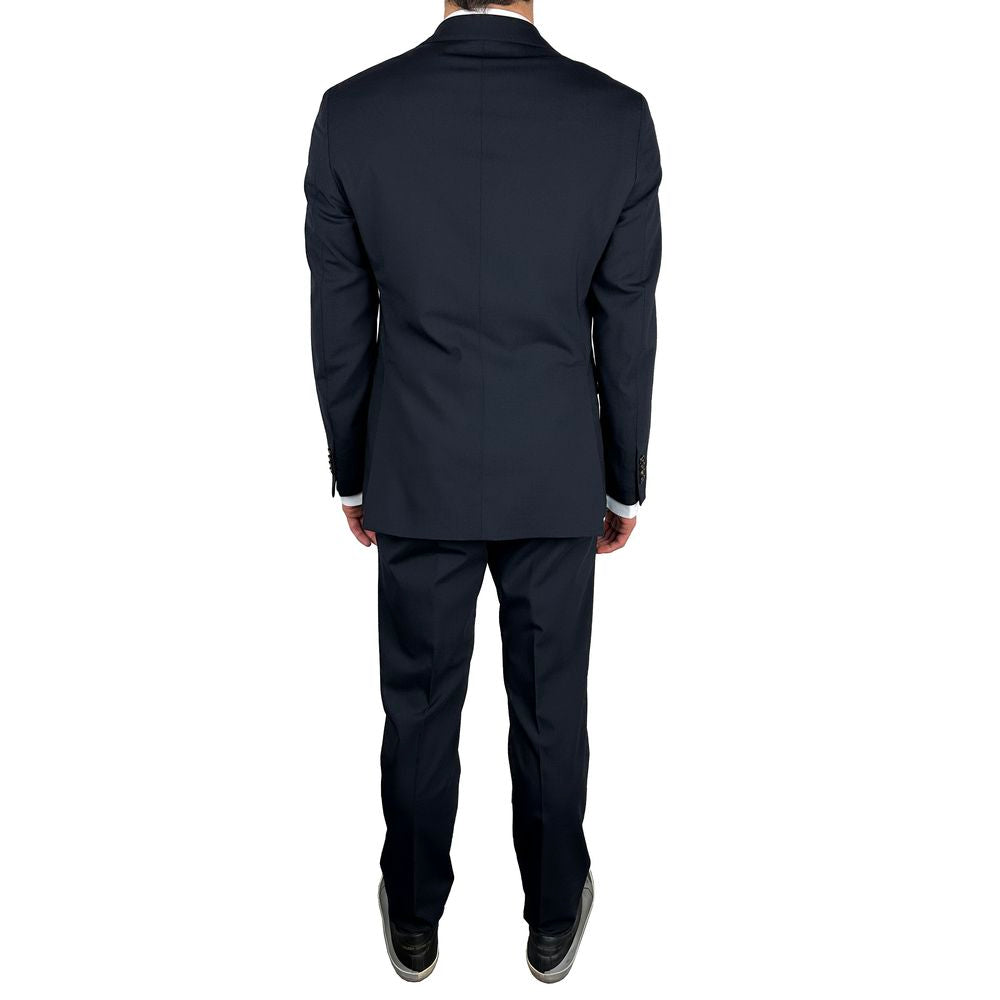 Blue Wool Men's Italian Crafted Suit