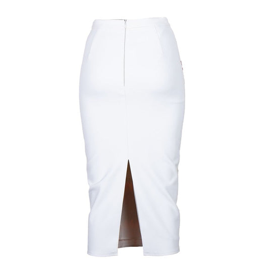 White Polyester Women Skirt