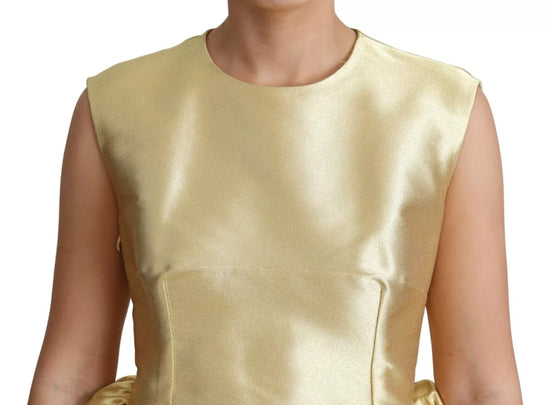 Gold Polyester Sleeveless A-line Tulle Dress