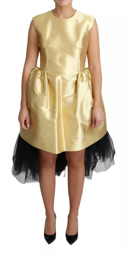 Polyester Gold Sleeveless A-line Tulle Dress