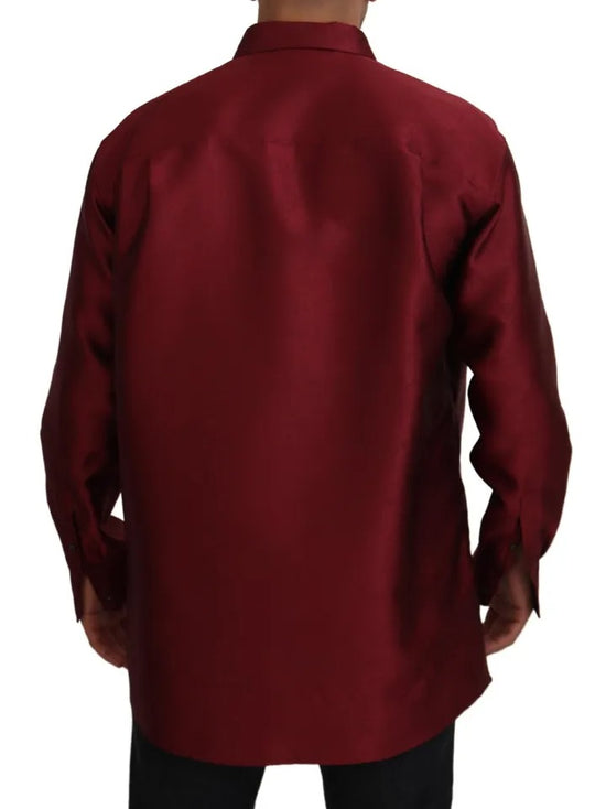 Bordeaux Cotton Long Sleeve Men Formal Shirt