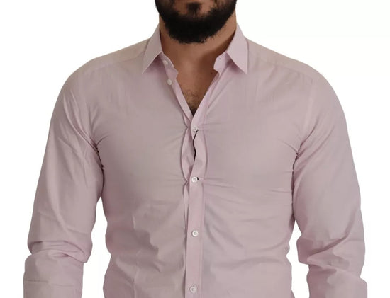 Light Pink Cotton Dress Formal Men GOLD Shirt