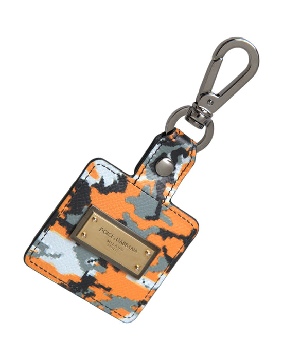 Multicolor Camouflage Print Leather Logo Metal Airpods Case