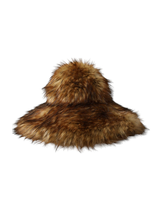 Brown Modacrylic Faux Fur Bucket Hat