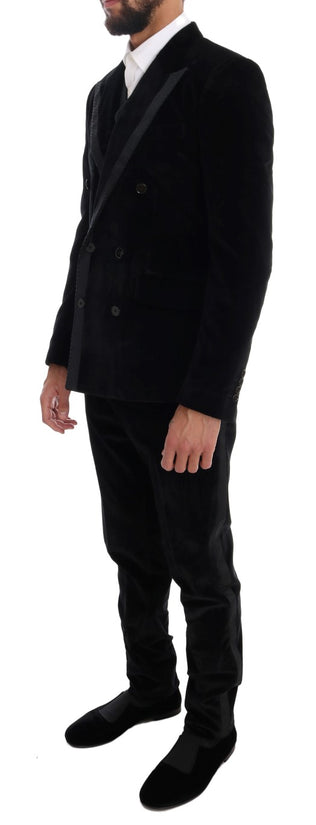 Elegant Black Slim Fit Three-Piece Suit