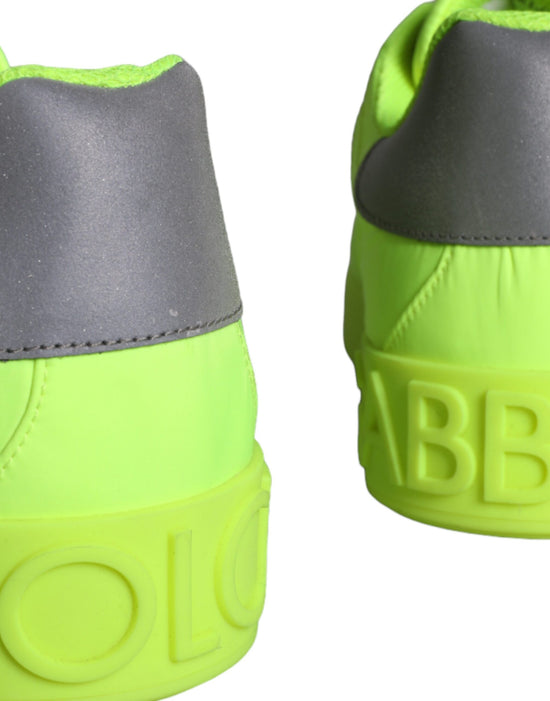 Neon Green Logo Tape Low Top Sneakers Shoes