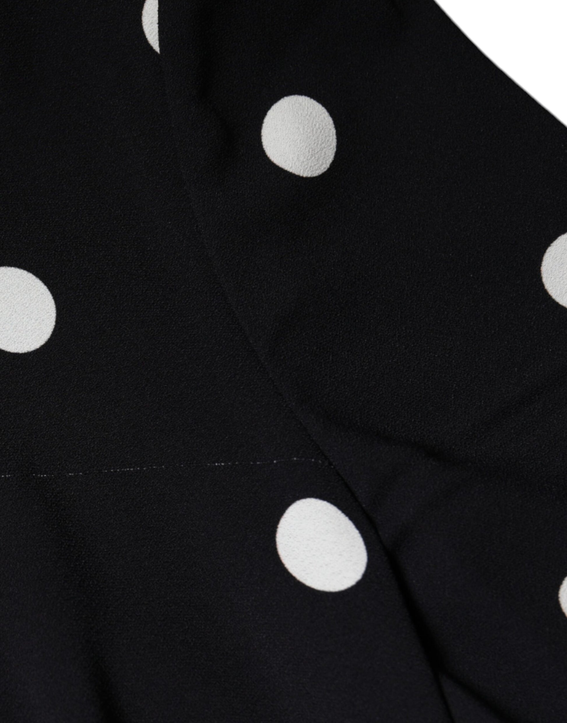 Black Viscose Polka Dots Sheath Midi Dress