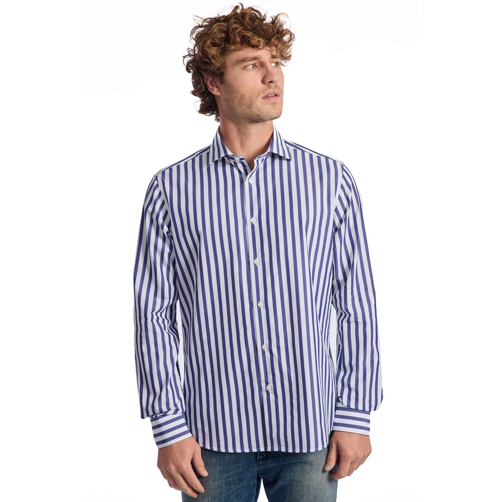 Blue Cotton Men Shirt