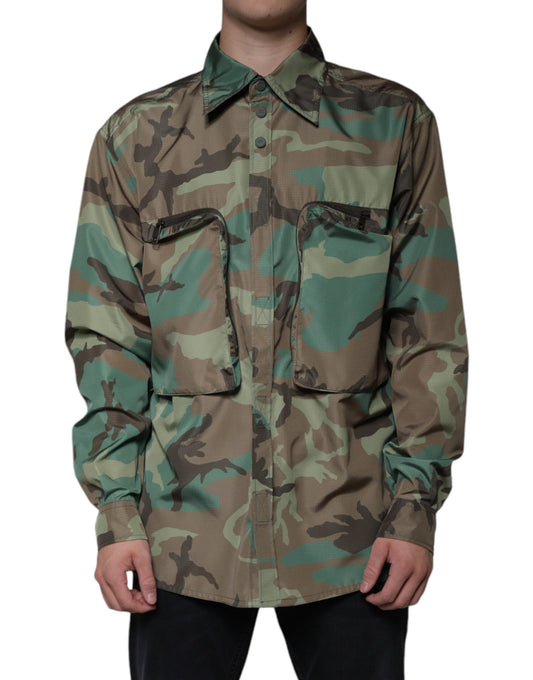 Multicolor Camouflage Button Down Shirt