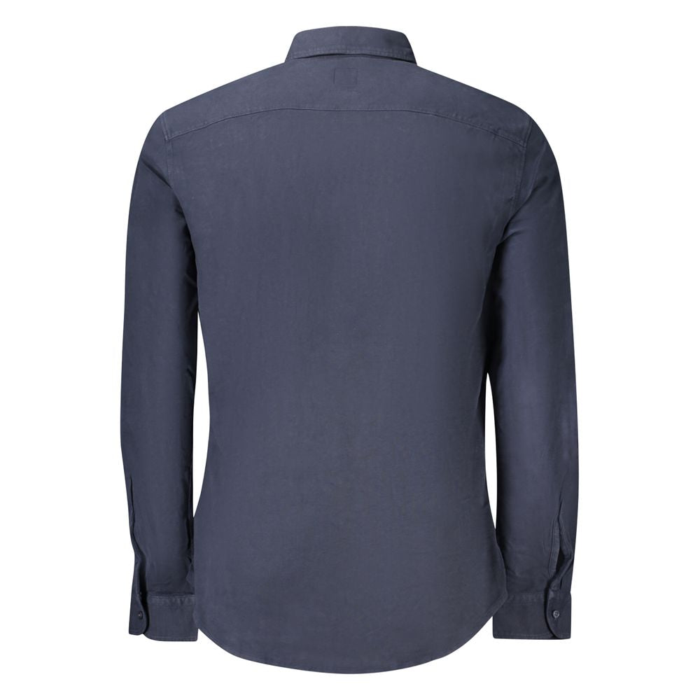 Blue Cotton Men Shirt