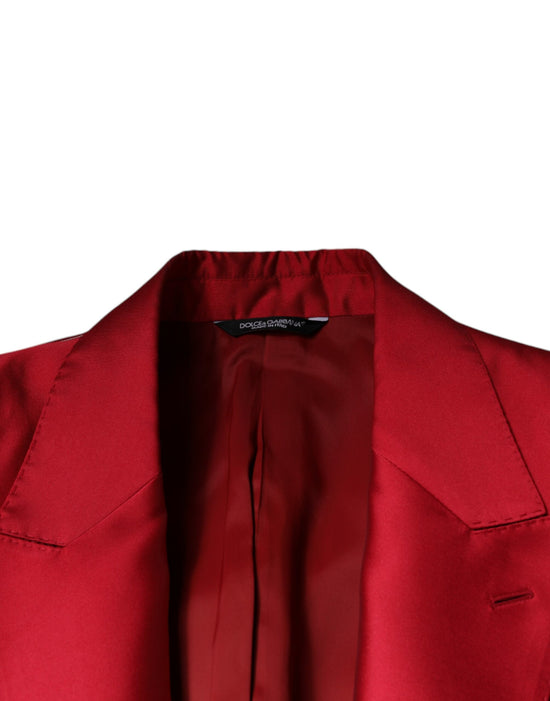 Red Polyester Single Breasted Formal Suit