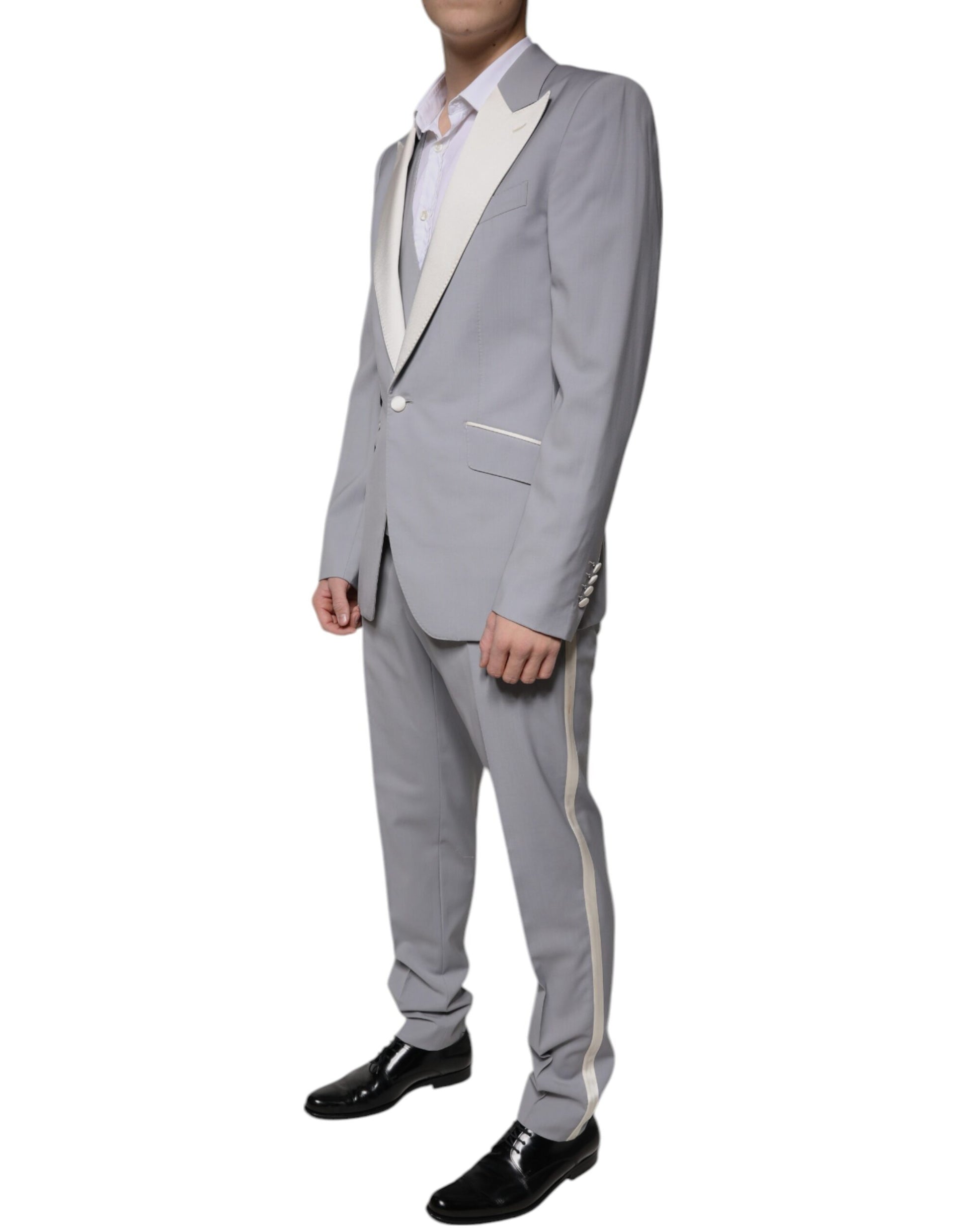 Gray Wool 3 Piece Slim Fit Formal Suit