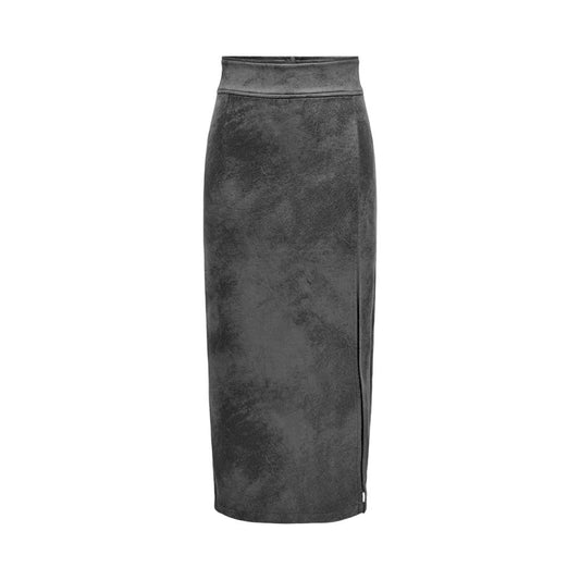 Gray Leather Leather Skirt