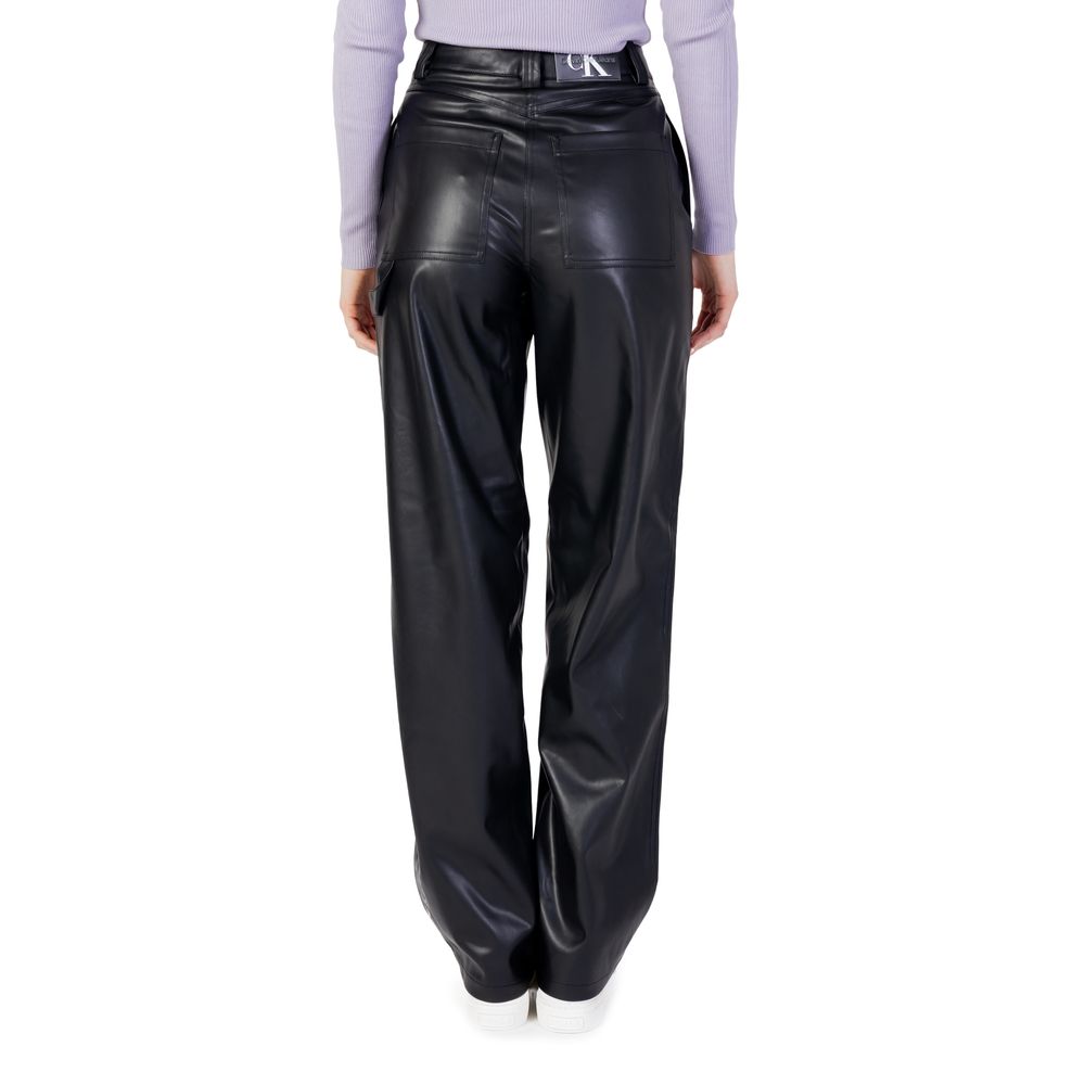 Black Polyester Polyester Jeans & Pant