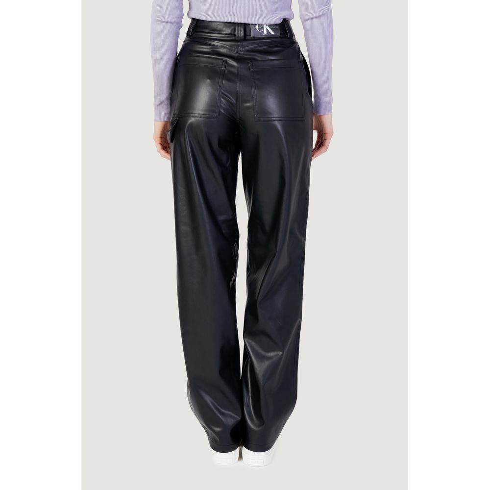 Black Polyester Polyester Jeans & Pant