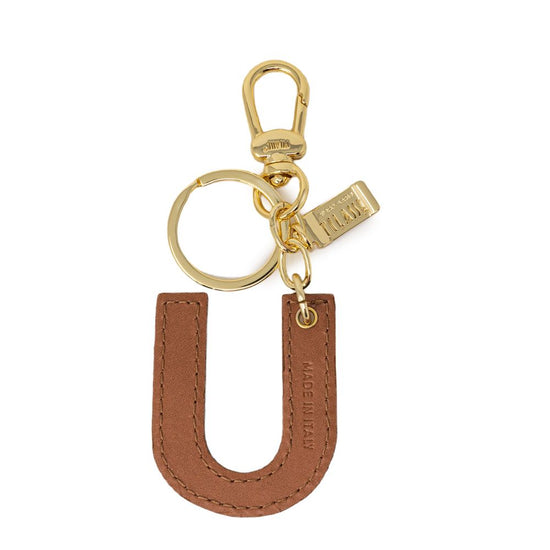 Beige Leather Keychain