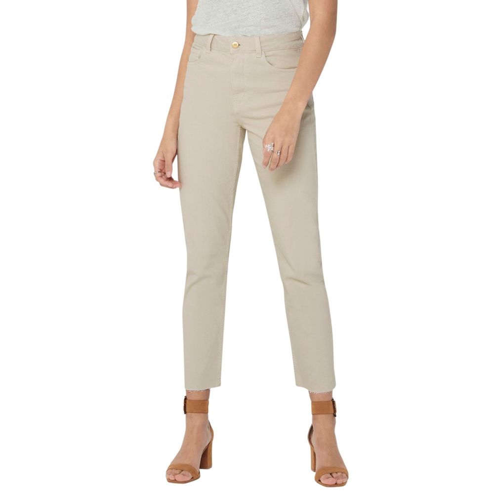 Beige Cotton Jeans & Pant