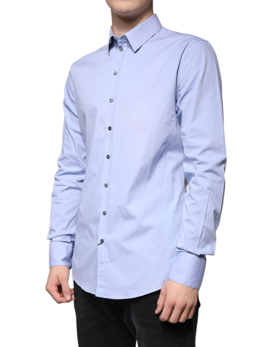 Light Blue Cotton Slim SICILIA Dress Shirt