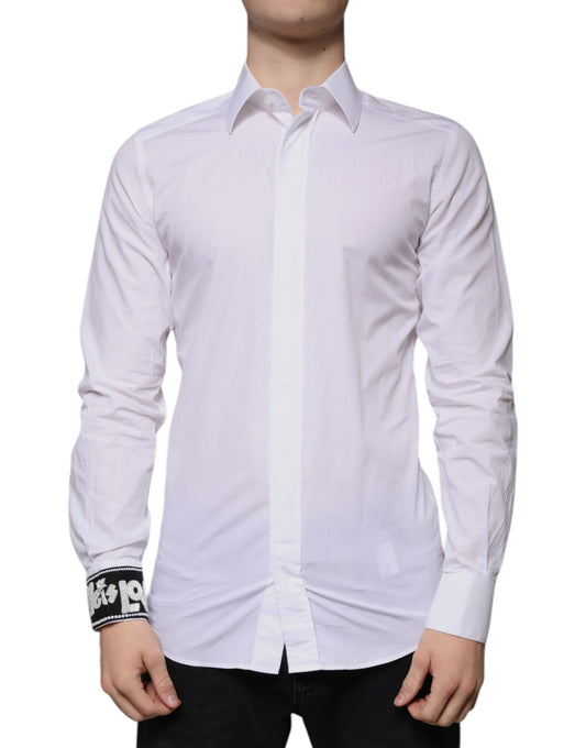 White Cotton Slim Fit GOLD Men Dress Shirt