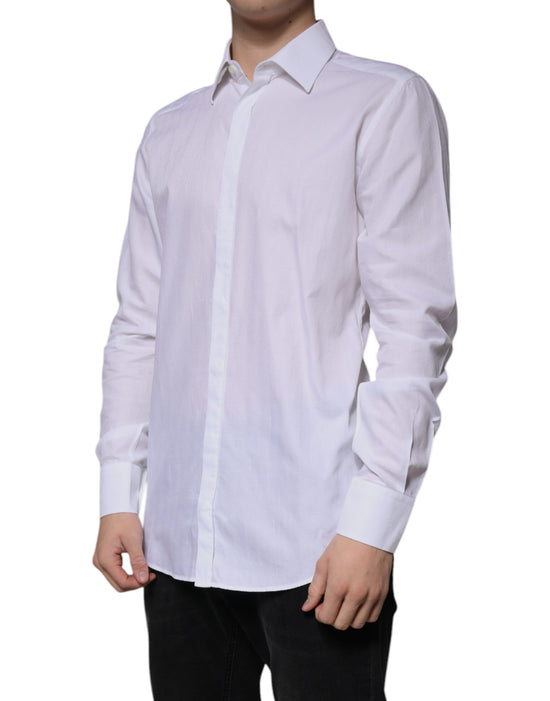 White Cotton Slim Fit Formal GOLD Dress Shirt