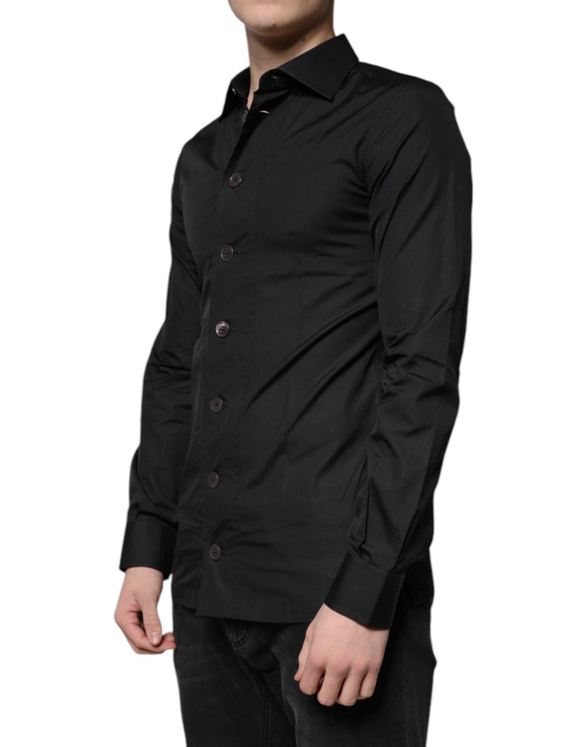 Black Cotton Formal Long Sleeves Dress Shirt