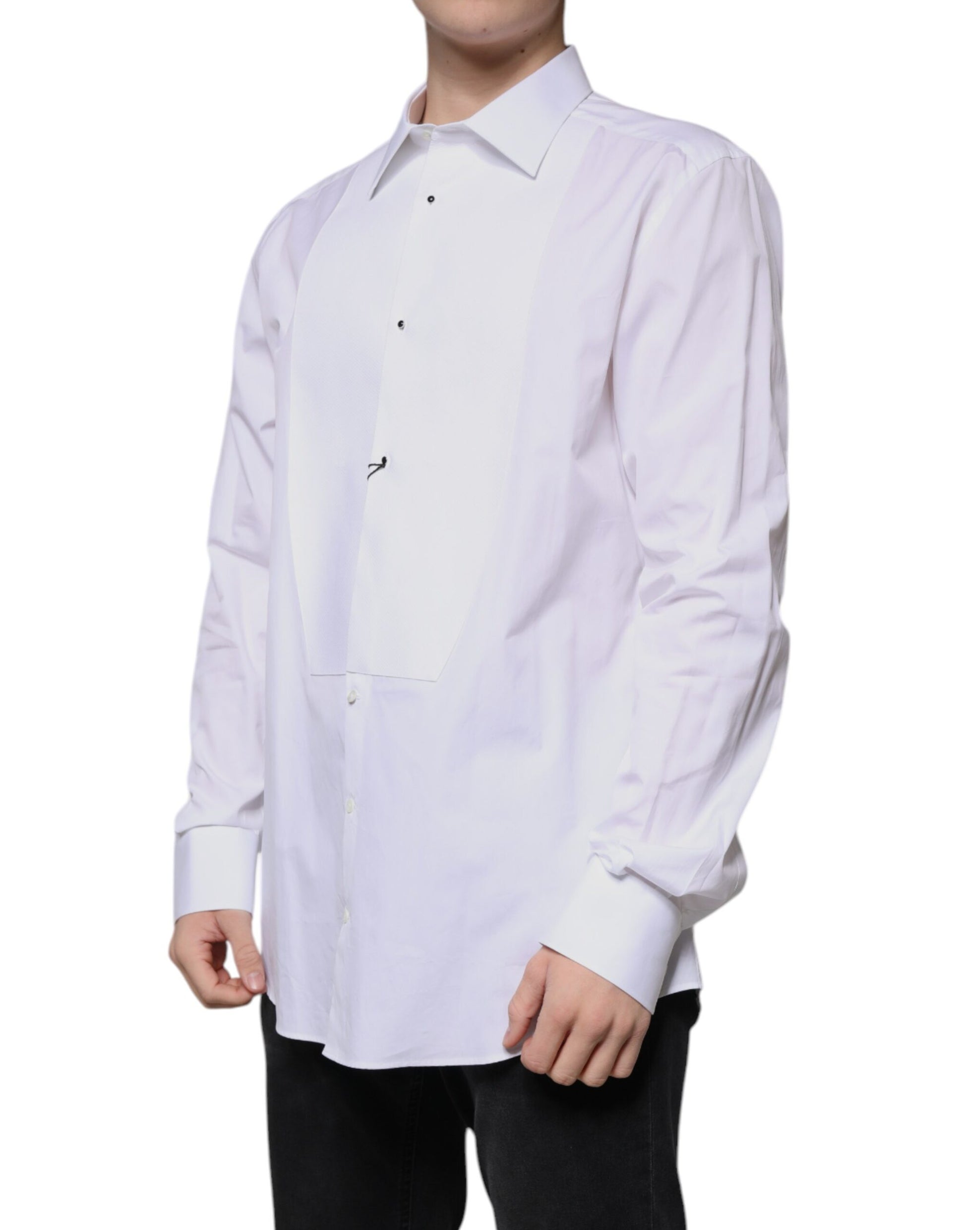 White Bib Cotton Poplin GOLD Formal Shirt