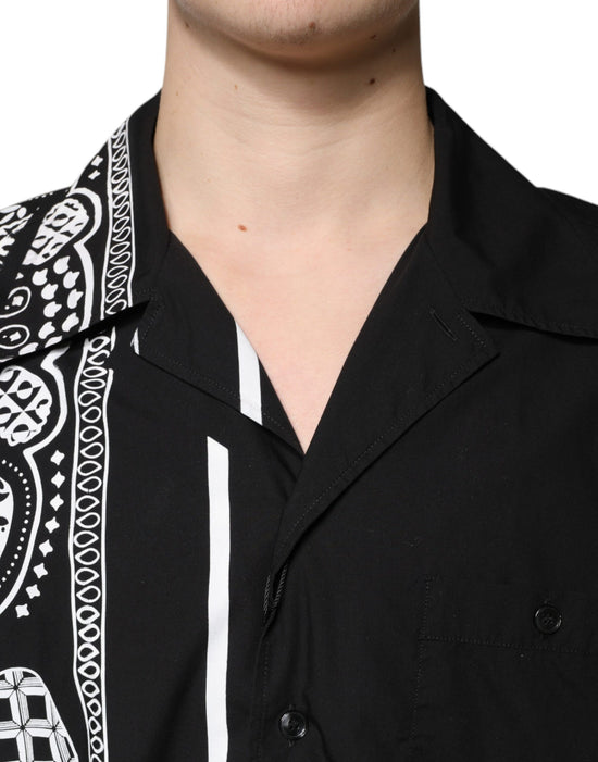 Black Logo Button Down Short Sleeve Shirt