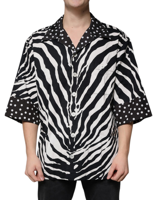 Black White Zebra Button Down Oversize Shirt