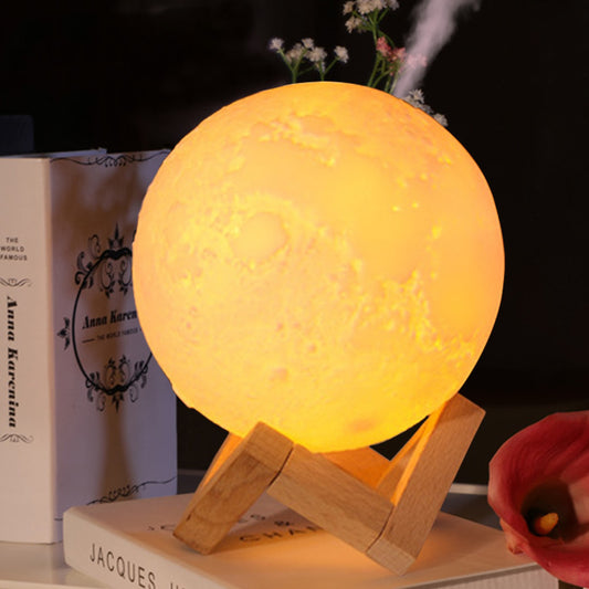 880ml 3D Moon Lamp Moonlight Humidifier with 3 Color Changing Night Light USB Charging Air Humidifier Mist Maker for Home